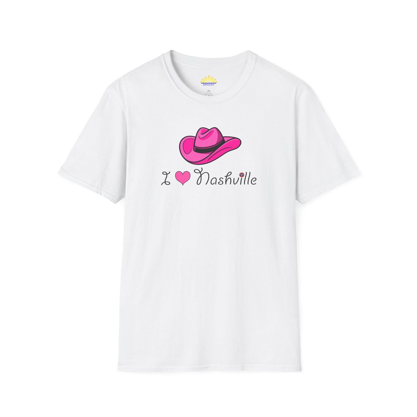 I Love Nashville - With Neighborhoods (Back) - Unisex Softstyle T-Shirt
