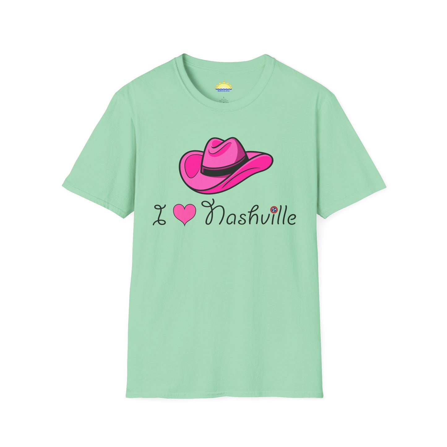 I Love Nashville - With Neighborhoods (Back) - Unisex Softstyle T-Shirt