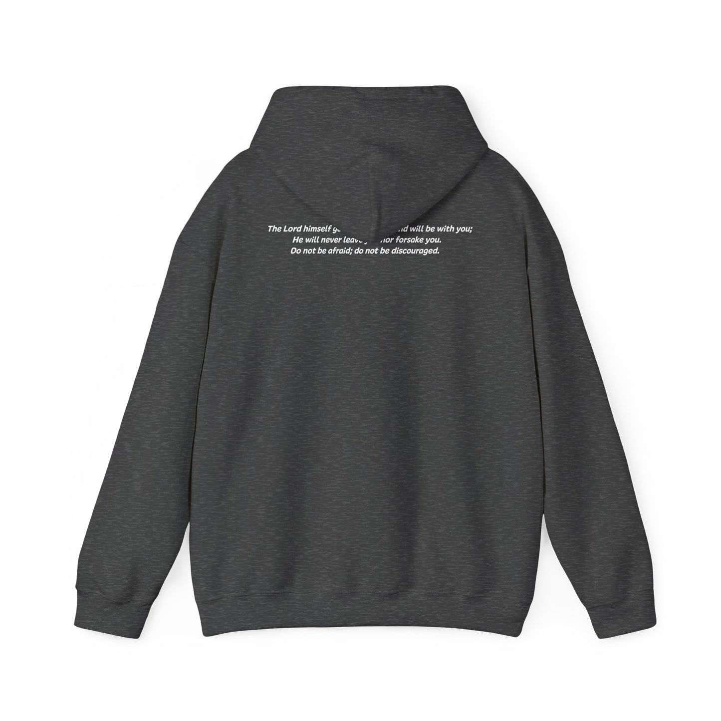 Deuteronomy 31:8 - God Coordinates - Unisex Heavy Blend™ Hooded Sweatshirt (Black/Dark Heather)
