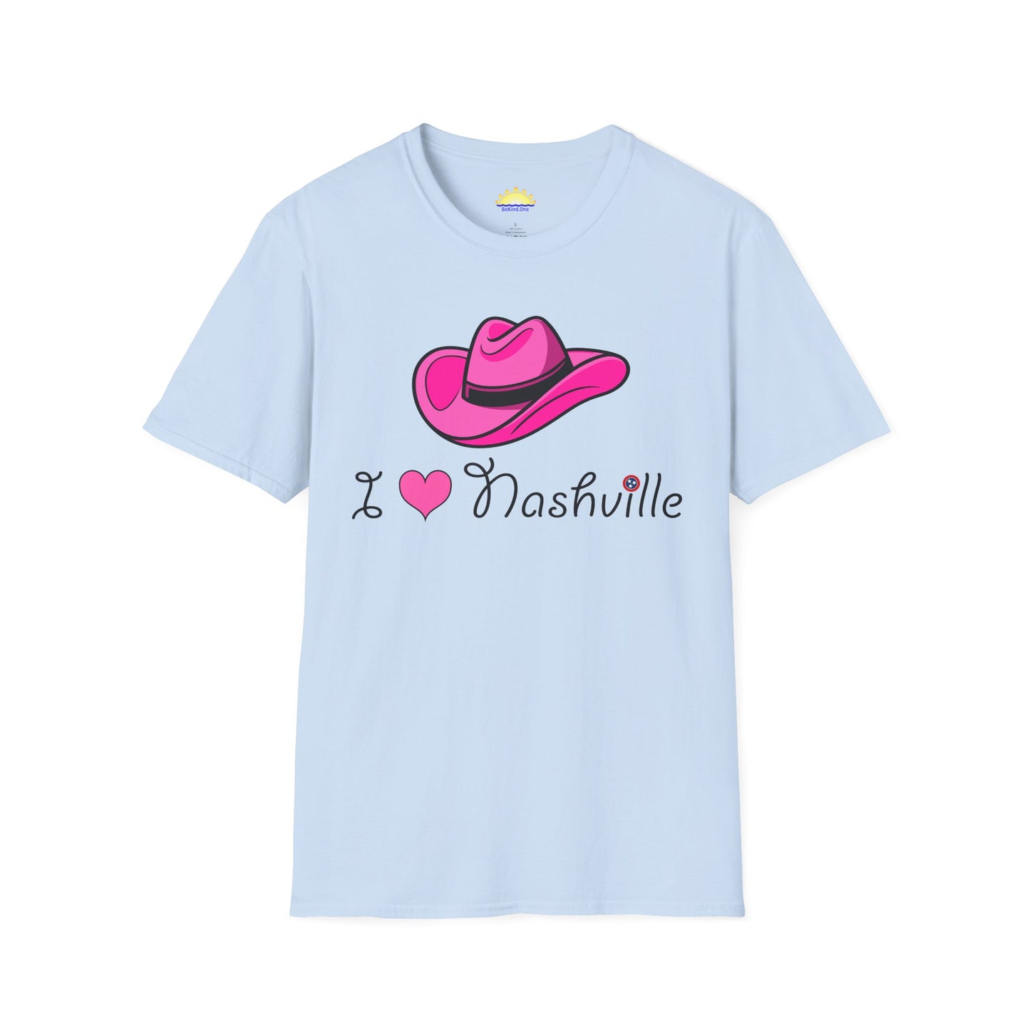 I Love Nashville - With Neighborhoods (Back) - Unisex Softstyle T-Shirt