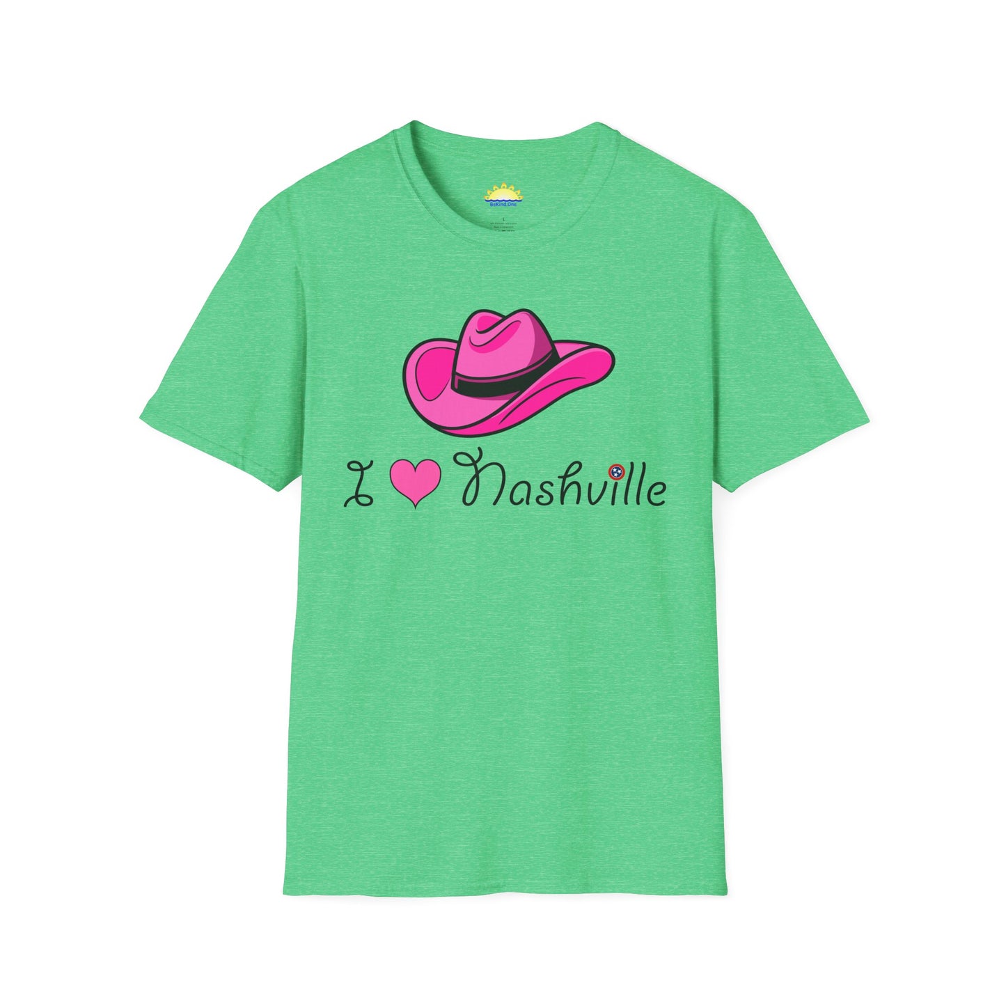 I Love Nashville - With Neighborhoods (Back) - Unisex Softstyle T-Shirt