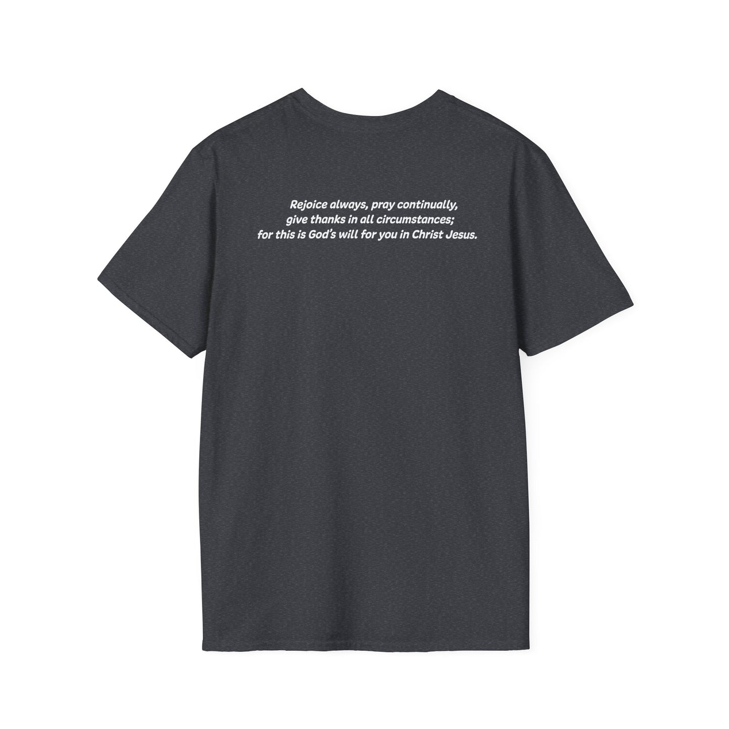 1 Thessalonians 5:16-18 - God Coordinates - Unisex Softstyle T-Shirt (Black/Dark Heather Grey)