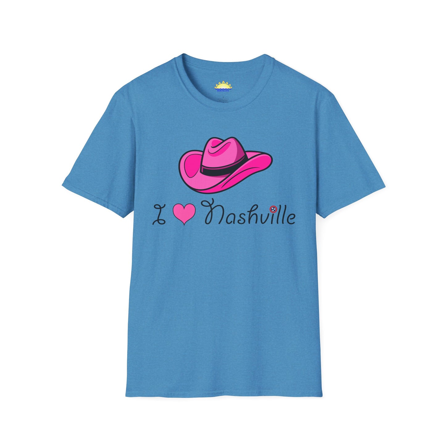 I Love Nashville - With Neighborhoods (Back) - Unisex Softstyle T-Shirt