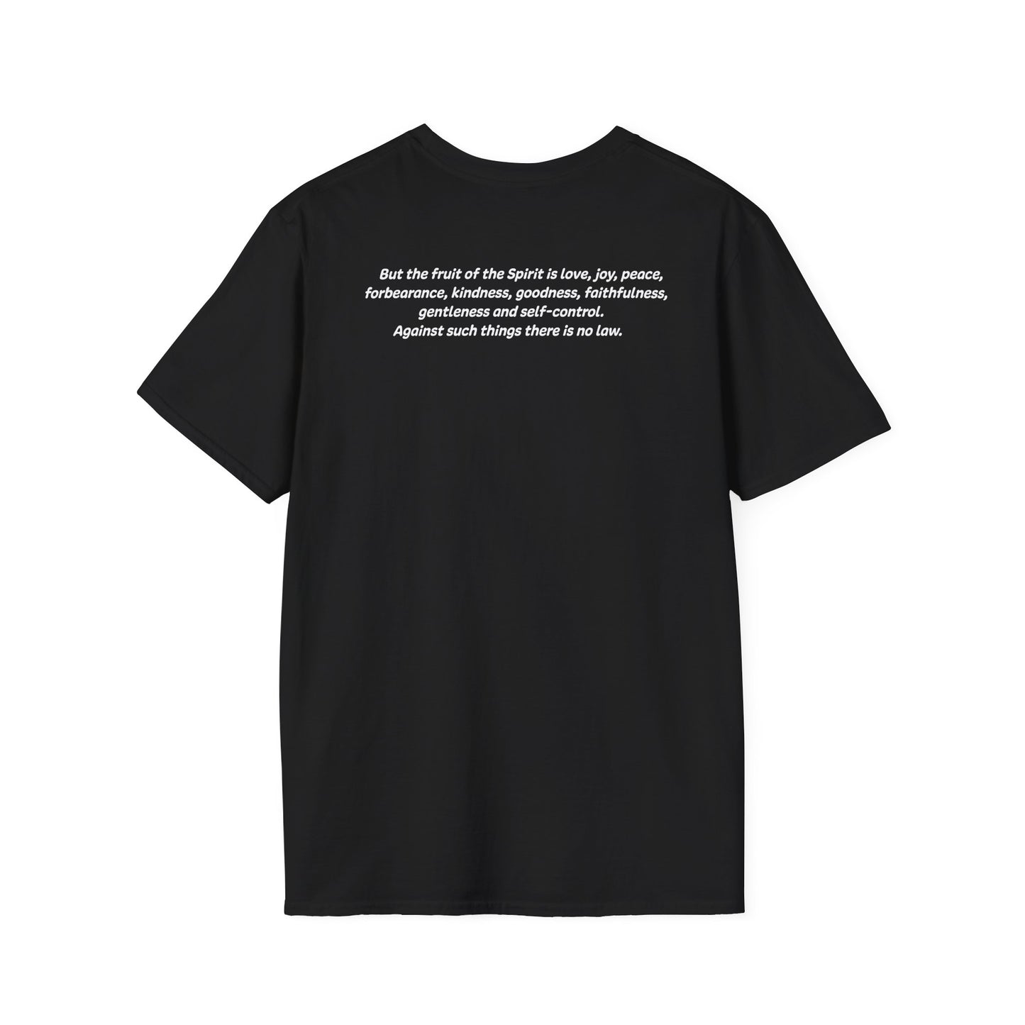 Galatians 5:22-23 - God Coordinates - Unisex Softstyle T-Shirt (Black/Dark Heather Grey)