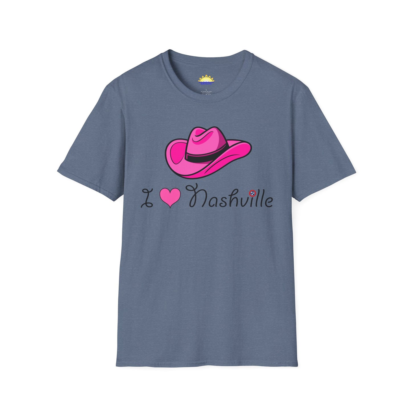 I Love Nashville - With Neighborhoods (Back) - Unisex Softstyle T-Shirt