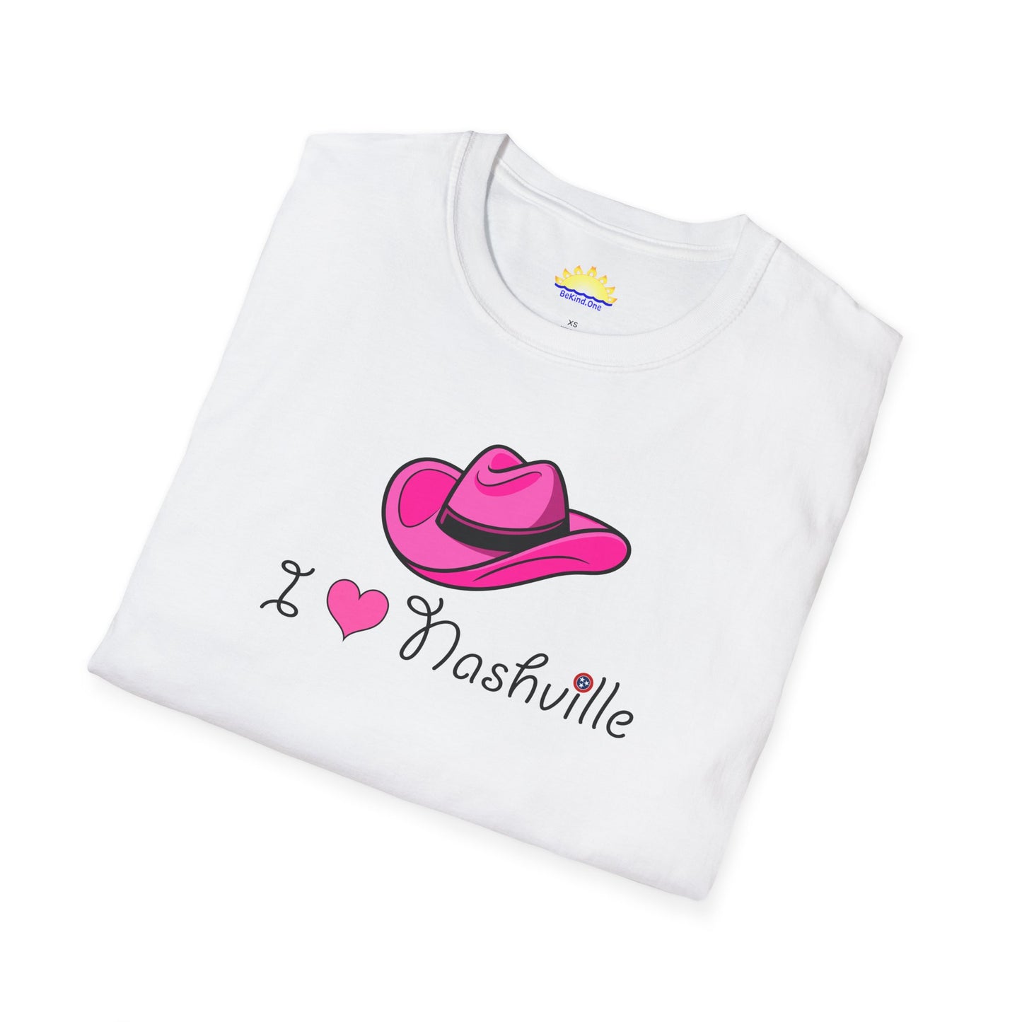 I Love Nashville - With Neighborhoods (Back) - Unisex Softstyle T-Shirt