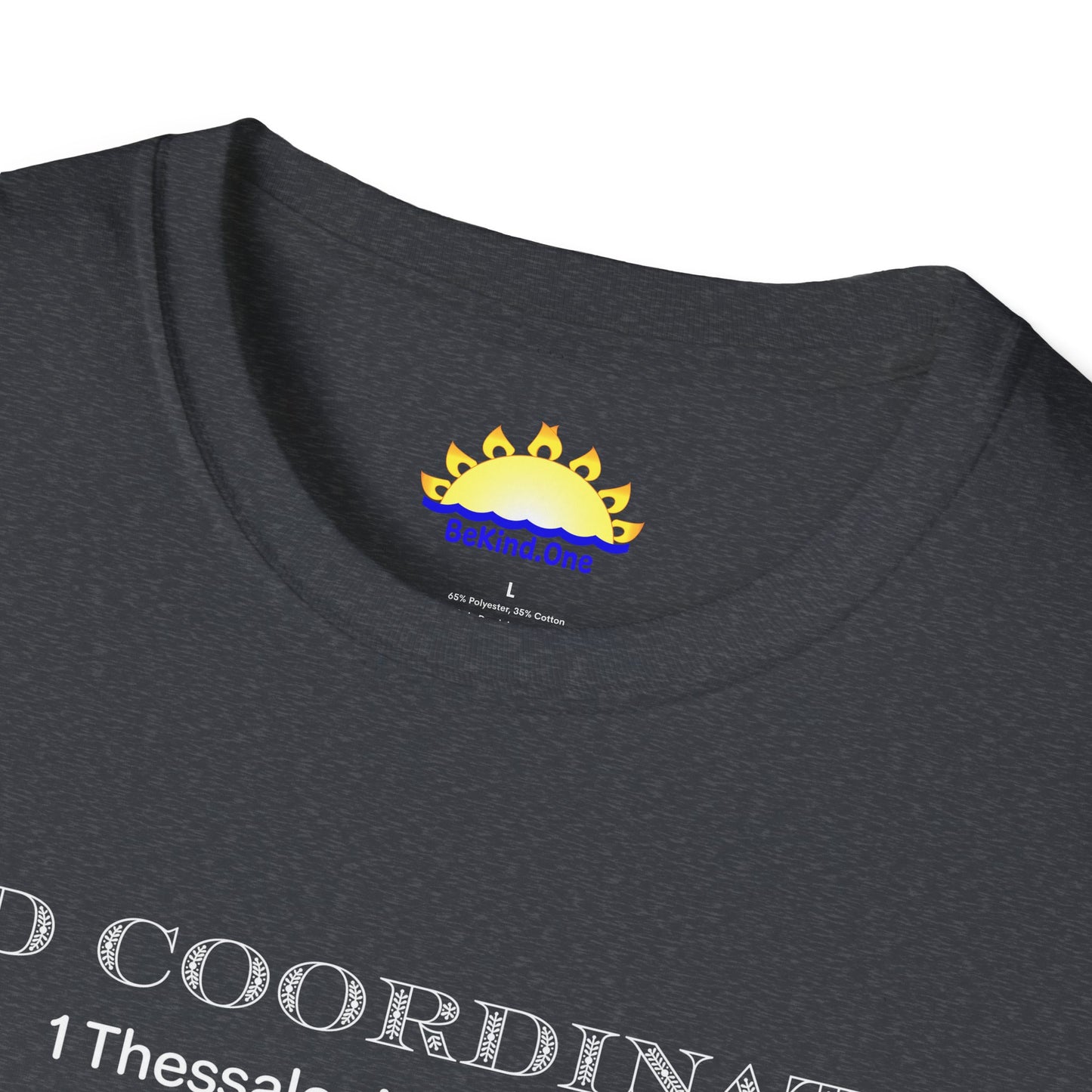 1 Thessalonians 5:16-18 - God Coordinates - Unisex Softstyle T-Shirt (Black/Dark Heather Grey)