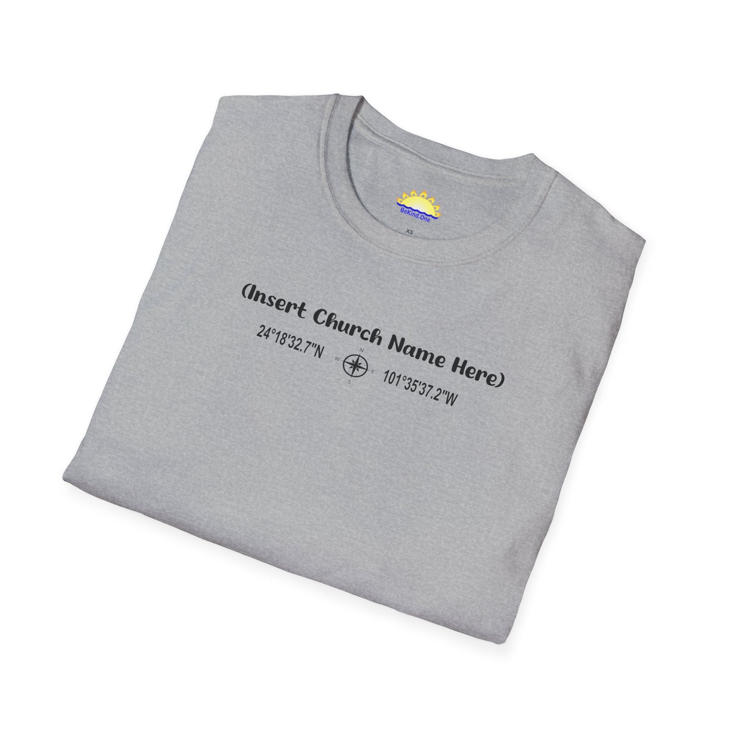 Church Shirt Mockup - GPS Coordinates - Unisex Softstyle T-Shirt