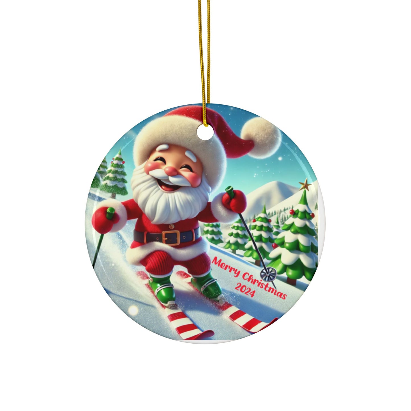 Skiing Santa, 2-Side Print, (1pc, 3pcs, 5pcs, 10pcs)