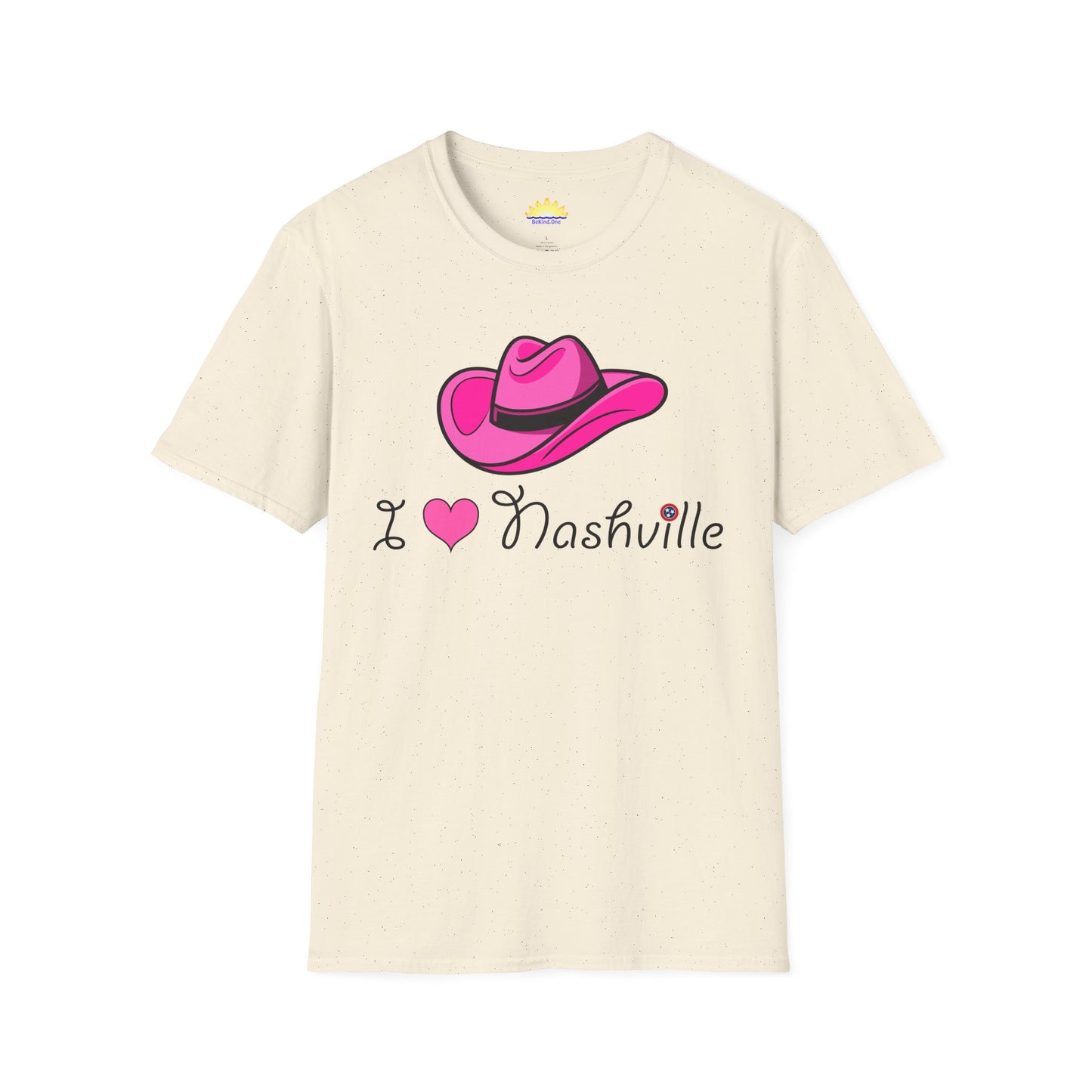 I Love Nashville - With Neighborhoods (Back) - Unisex Softstyle T-Shirt