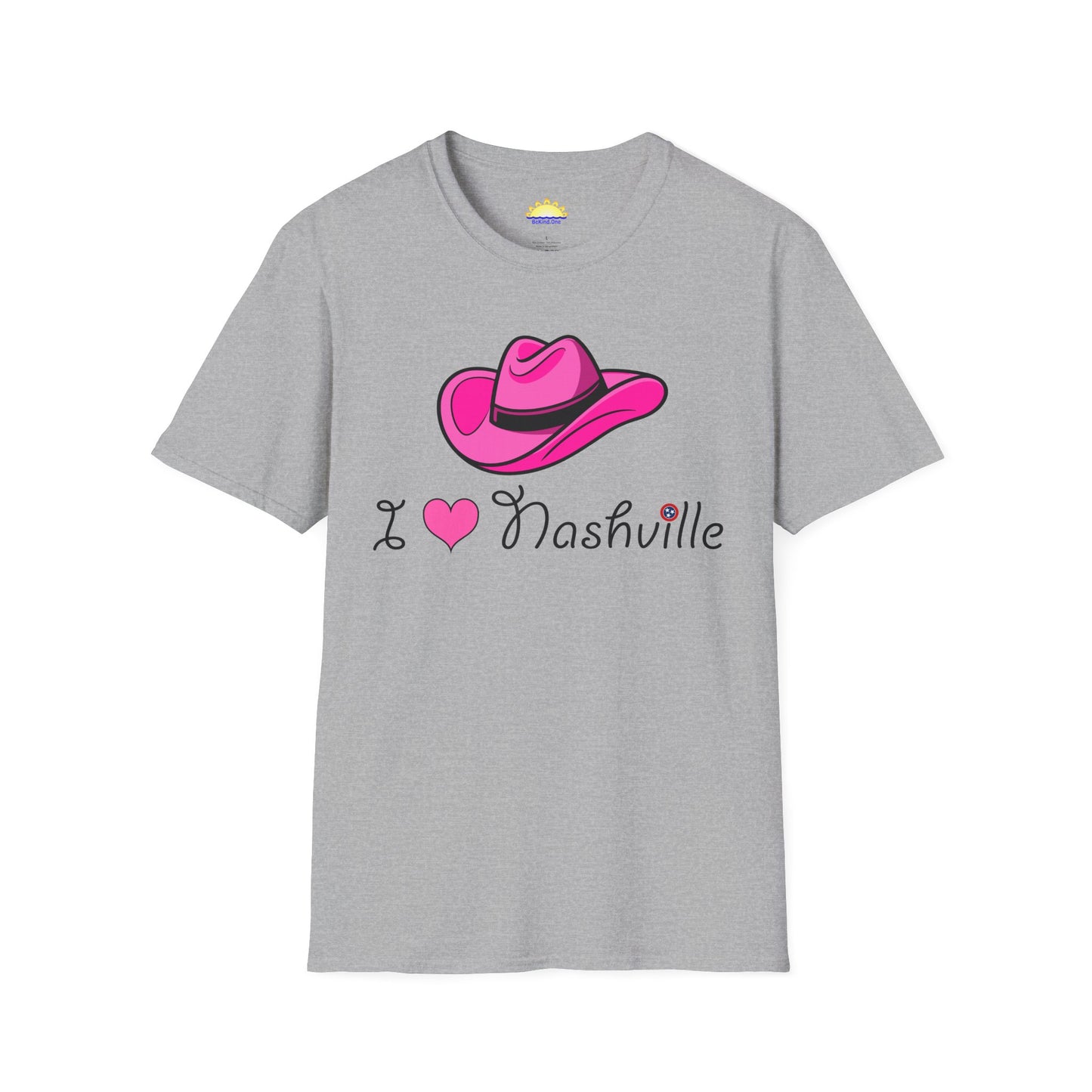 I Love Nashville - With Neighborhoods (Back) - Unisex Softstyle T-Shirt