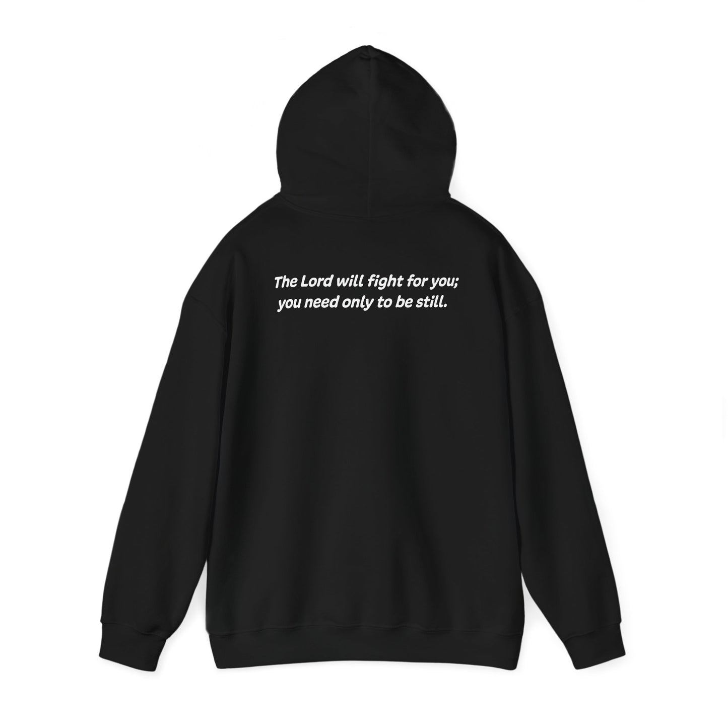 Exodus 14:14 - God Coordinates - Unisex Heavy Blend™ Hooded Sweatshirt (Black/Dark Heather)