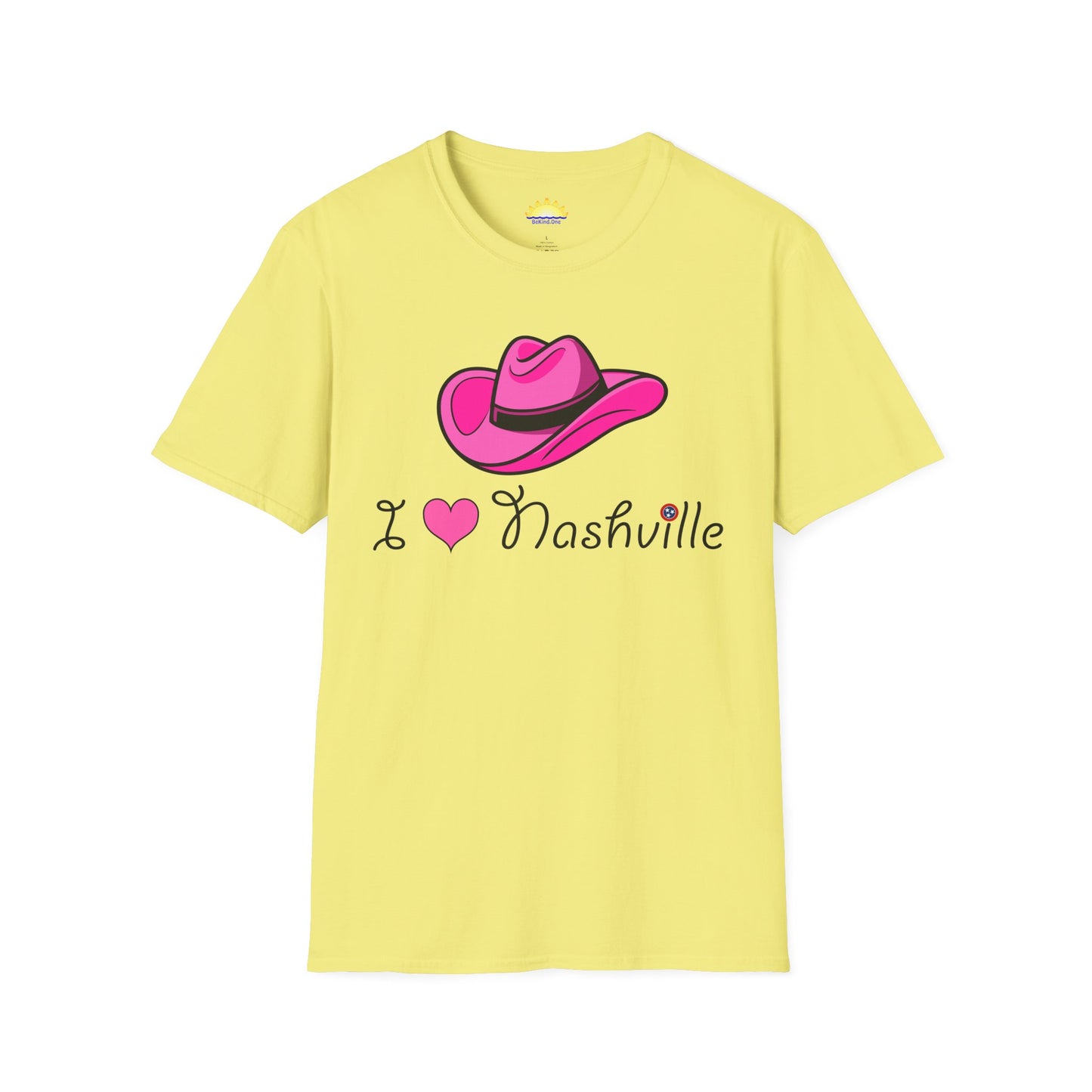 I Love Nashville - With Neighborhoods (Back) - Unisex Softstyle T-Shirt