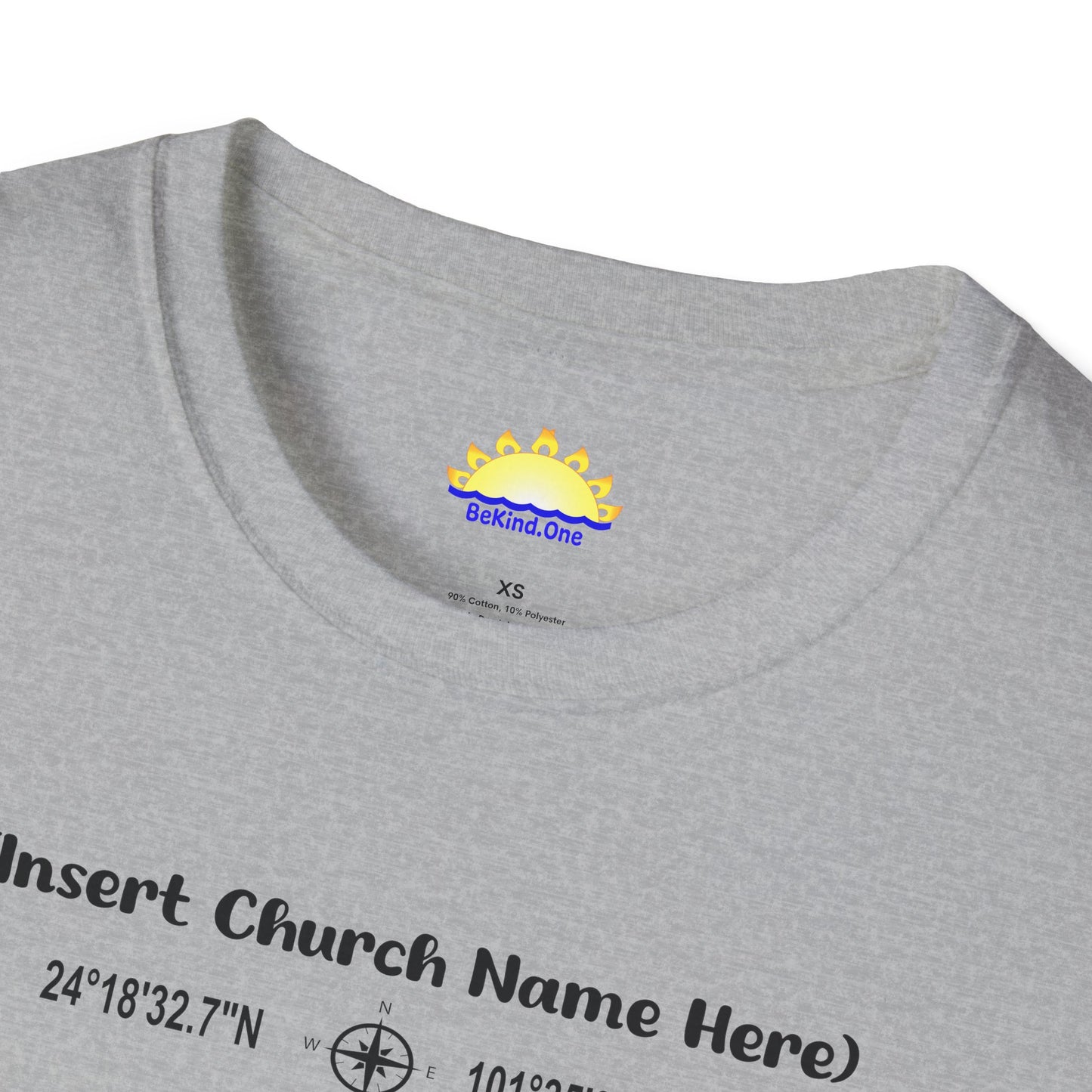 Church Shirt Mockup - GPS Coordinates - Unisex Softstyle T-Shirt