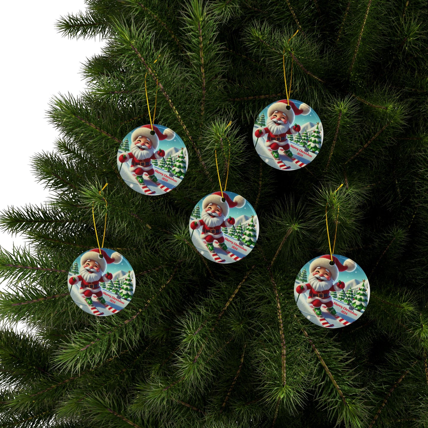 Skiing Santa, 2-Side Print, (1pc, 3pcs, 5pcs, 10pcs)