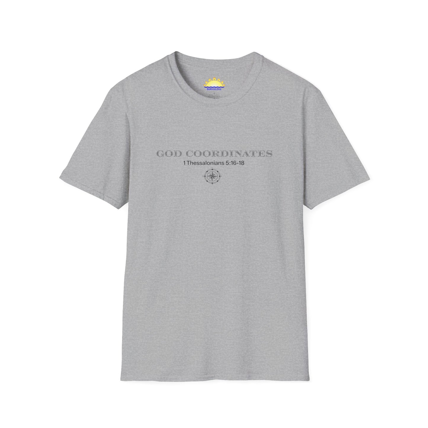 1 Thessalonians 5:16-18 - God Coordinates - Unisex Softstyle T-Shirt
