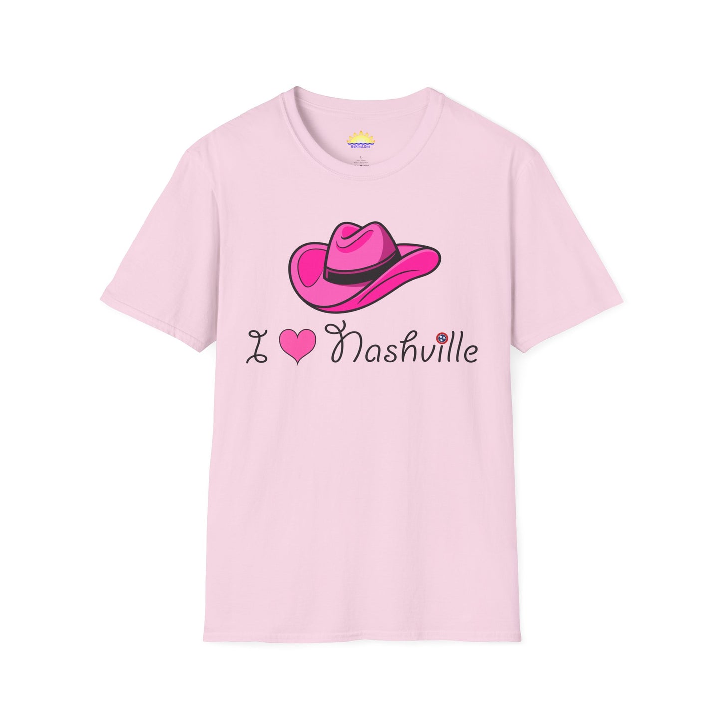 I Love Nashville - With Neighborhoods (Back) - Unisex Softstyle T-Shirt