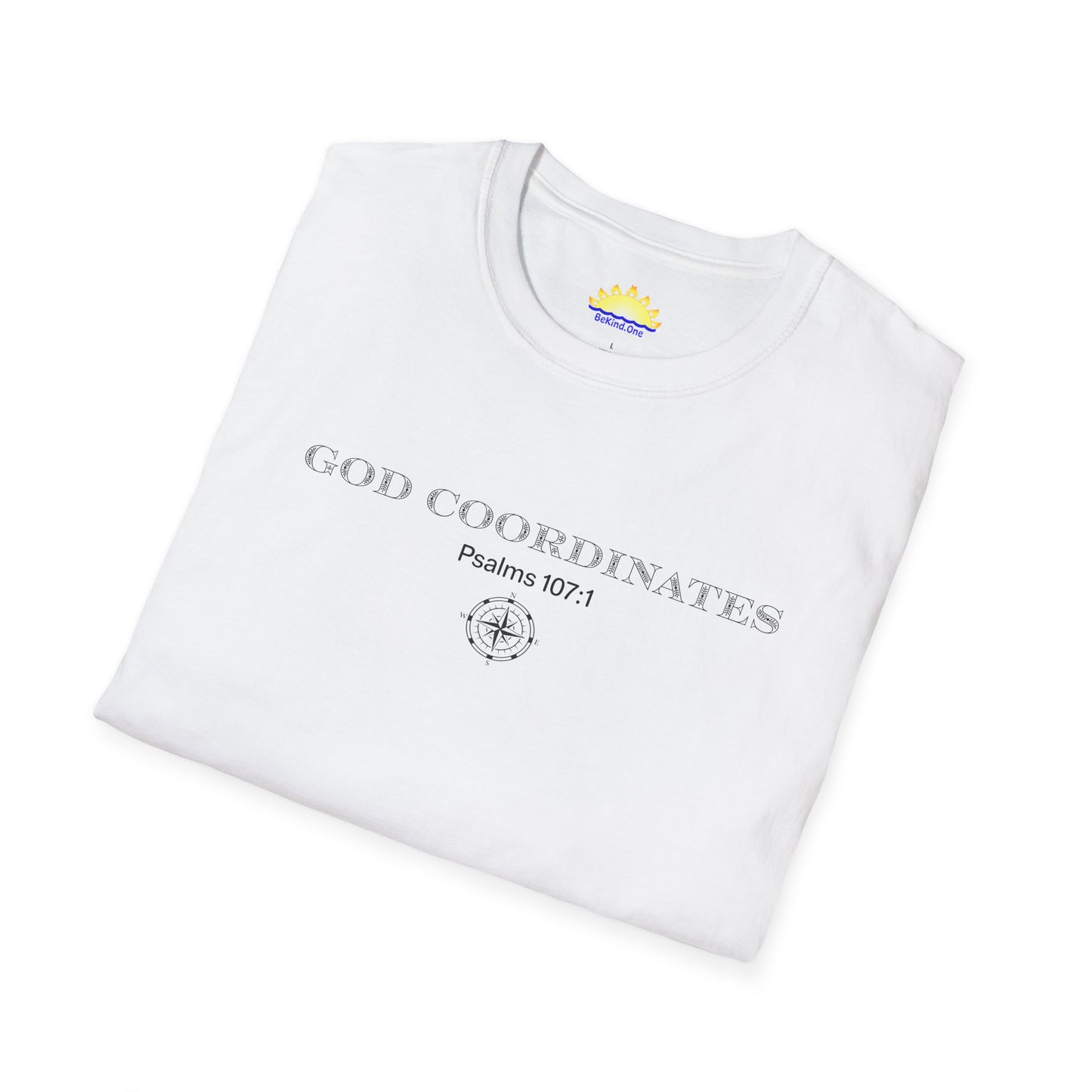 Psalms 107:1 - God Coordinates - Unisex Softstyle T-Shirt