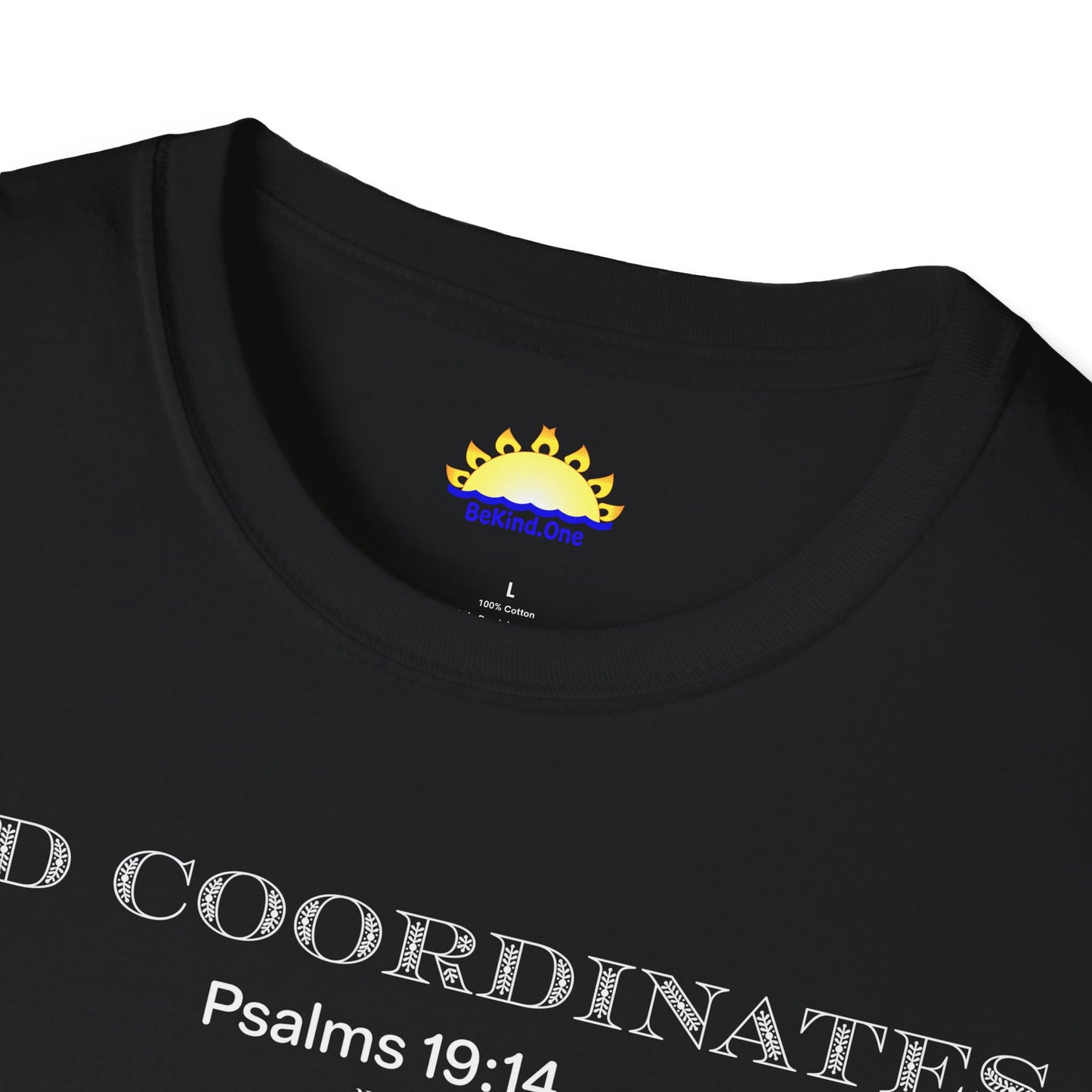 Psalms‬ ‭19‬:‭14‬‬‬‬ - God Coordinates - Unisex Softstyle T-Shirt (Black/Dark Heather Grey)